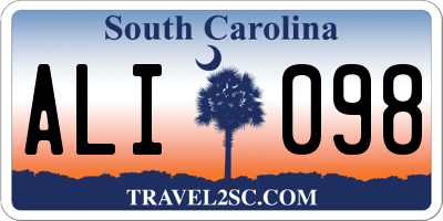 SC license plate ALI098