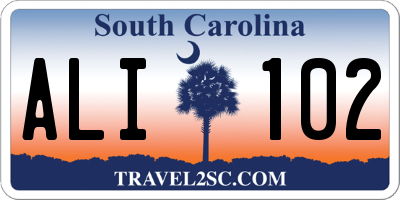 SC license plate ALI102