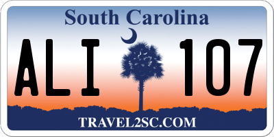 SC license plate ALI107