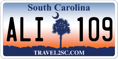 SC license plate ALI109