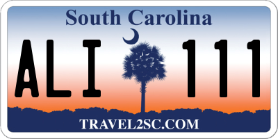 SC license plate ALI111
