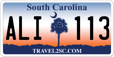 SC license plate ALI113
