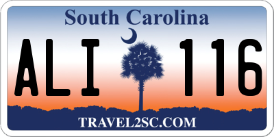 SC license plate ALI116