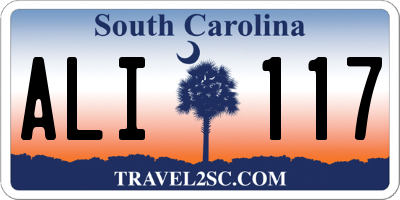 SC license plate ALI117