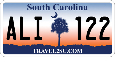 SC license plate ALI122