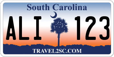 SC license plate ALI123