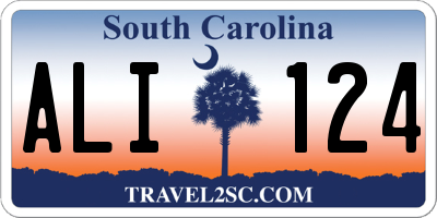 SC license plate ALI124