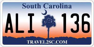 SC license plate ALI136