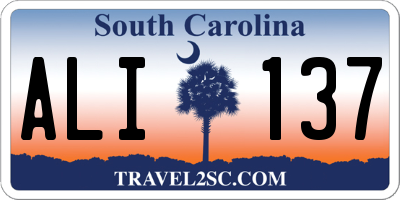 SC license plate ALI137