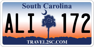 SC license plate ALI172
