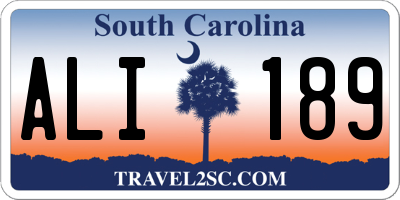 SC license plate ALI189