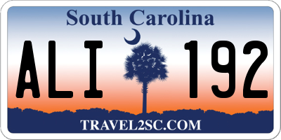 SC license plate ALI192
