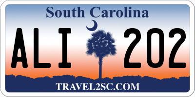 SC license plate ALI202
