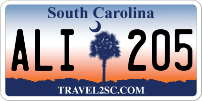 SC license plate ALI205