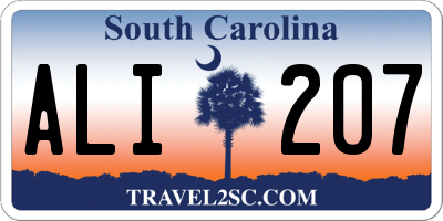 SC license plate ALI207
