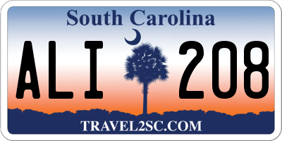 SC license plate ALI208