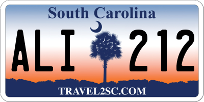 SC license plate ALI212