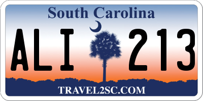 SC license plate ALI213