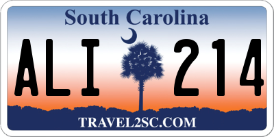 SC license plate ALI214