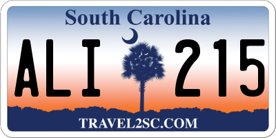 SC license plate ALI215