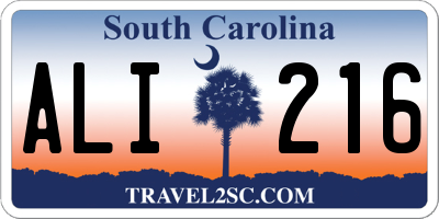 SC license plate ALI216