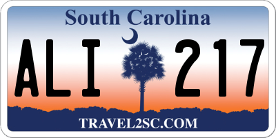 SC license plate ALI217