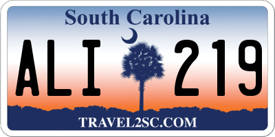 SC license plate ALI219
