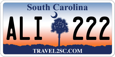SC license plate ALI222