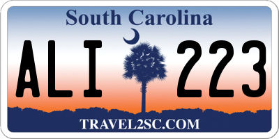 SC license plate ALI223