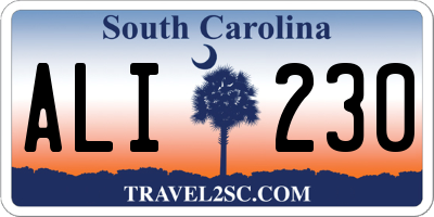 SC license plate ALI230