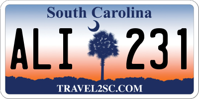 SC license plate ALI231
