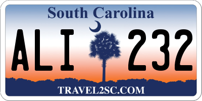 SC license plate ALI232