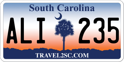 SC license plate ALI235