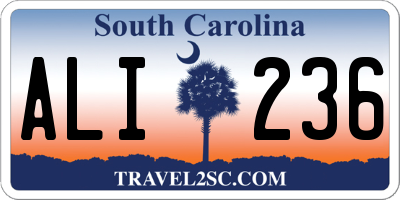 SC license plate ALI236