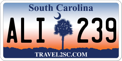 SC license plate ALI239