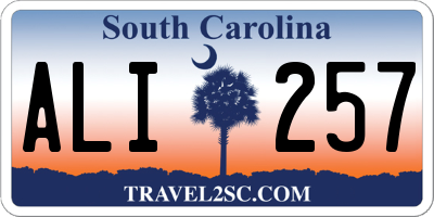 SC license plate ALI257