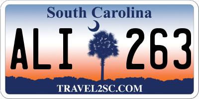 SC license plate ALI263