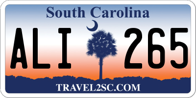 SC license plate ALI265