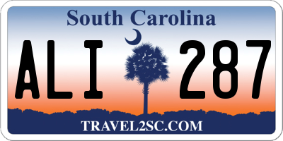 SC license plate ALI287