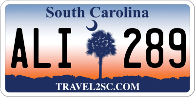 SC license plate ALI289