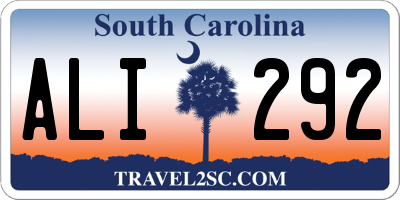 SC license plate ALI292