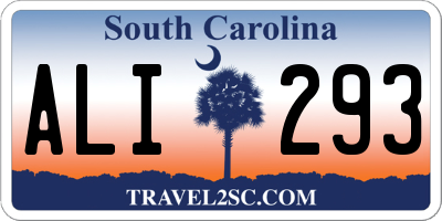 SC license plate ALI293