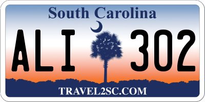 SC license plate ALI302
