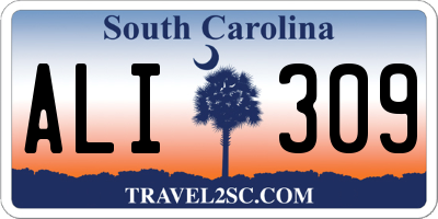SC license plate ALI309