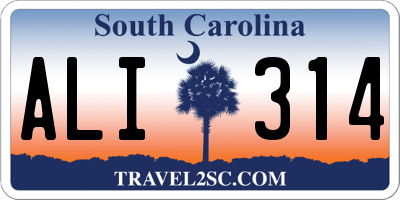 SC license plate ALI314