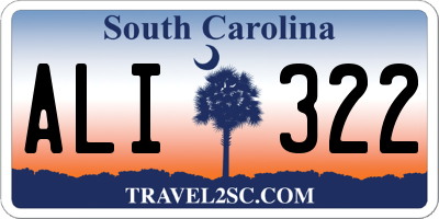 SC license plate ALI322