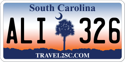 SC license plate ALI326