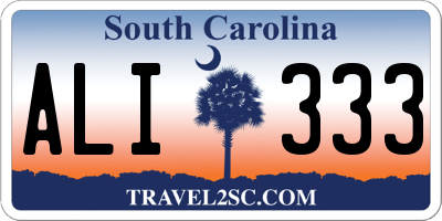 SC license plate ALI333
