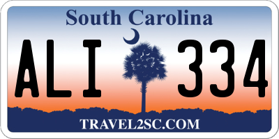 SC license plate ALI334