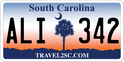 SC license plate ALI342